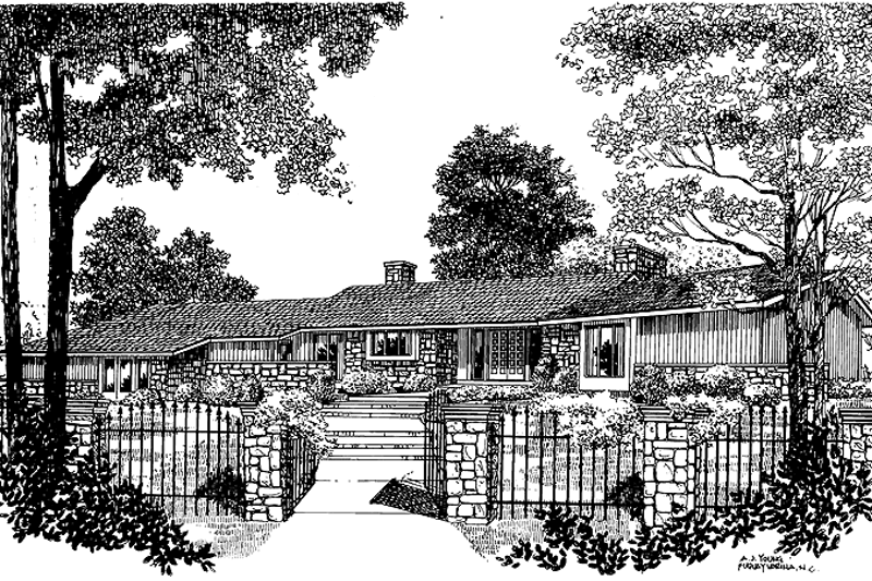 Home Plan - Ranch Exterior - Front Elevation Plan #72-742