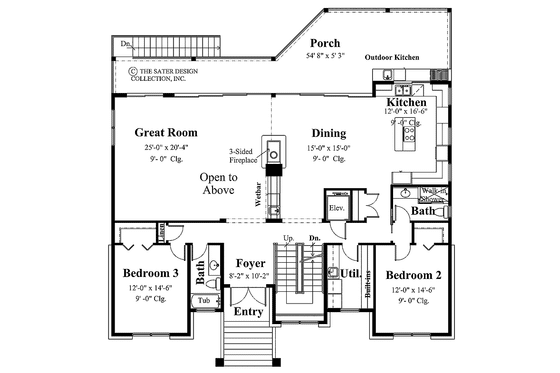 Floor Plan - Main Floor for European House Plan #930-126 - 3 bed, 4 bath