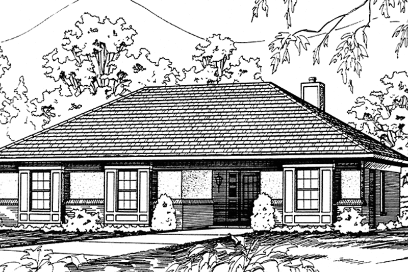 Architectural House Design - Ranch Exterior - Front Elevation Plan #45-551