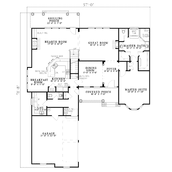 House Plan Design - Southern Floor Plan - Main Floor Plan #17-2071