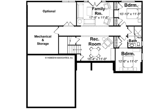 Floor Plan - Lower Floor for European House Plan #928-154 - 3 bed, 2.5 bath