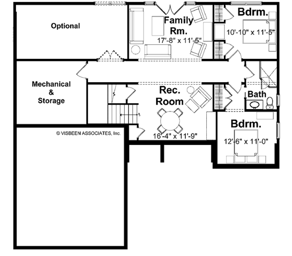 Architectural House Design - European Floor Plan - Lower Floor Plan #928-154