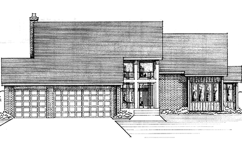 House Blueprint - Exterior - Front Elevation 3 for Contemporary House Plan #51-887 - 4 bed, 2.5 bath