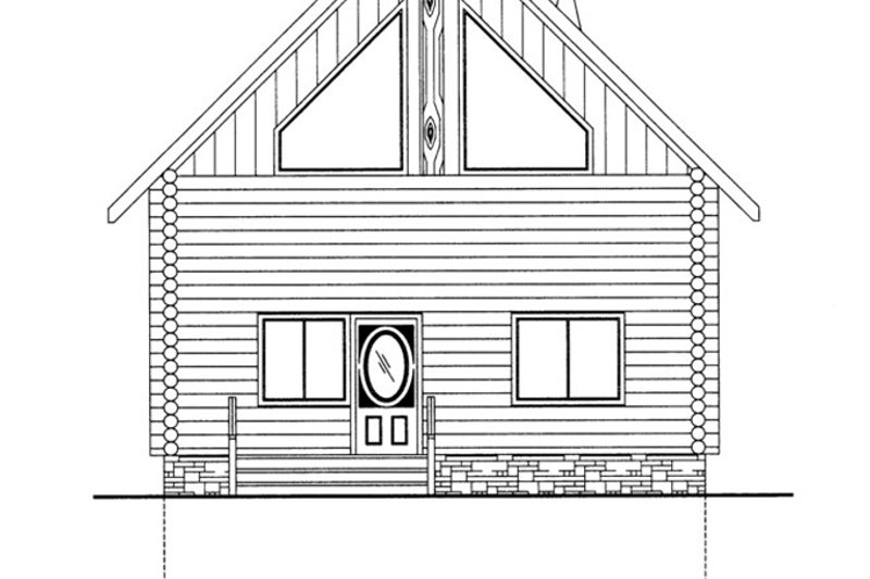 Architectural House Design - Exterior - Front Elevation 3 for Log House Plan #117-821 - 1 bed, 2 bath