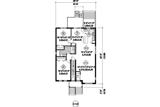 Floor Plan - Main Floor for Contemporary House Plan #25-4356 - 6 bed, 3 bath