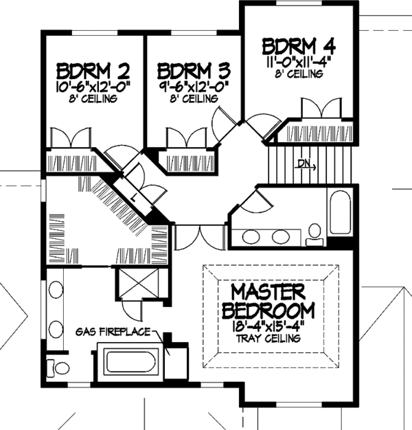 House Plan Design - Traditional Floor Plan - Upper Floor Plan #320-1453