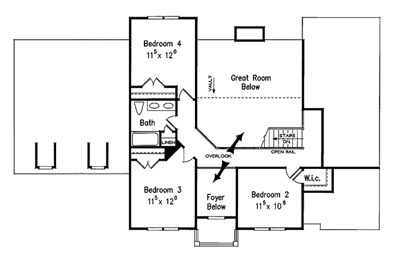 House Blueprint - Floor Plan - Upper Floor for Colonial House Plan #927-847 - 5 bed, 3 bath