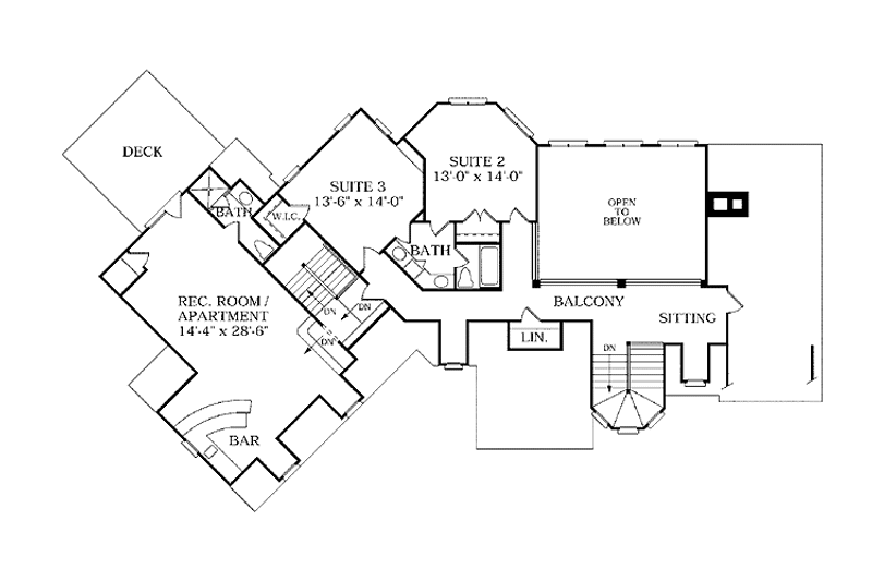Home Plan - Floor Plan - Upper Floor for Cottage House Plan #453-228 - 3 bed, 2.5 bath