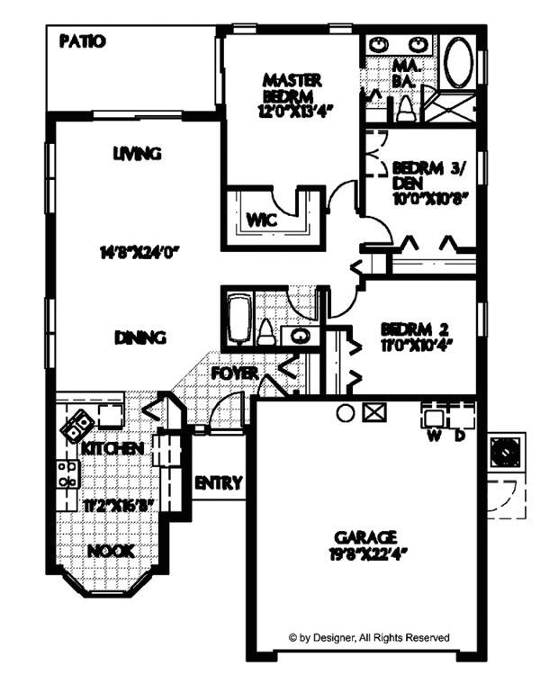 House Design - Mediterranean Floor Plan - Main Floor Plan #999-94