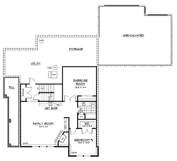 Architectural House Design - Prairie Floor Plan - Lower Floor Plan #51-653
