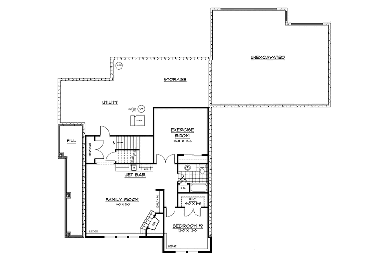 Home Plan - Floor Plan - Lower Floor for Prairie House Plan #51-653 - 2 bed, 2.5 bath