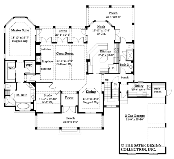 Architectural House Design - Colonial Floor Plan - Main Floor Plan #930-228