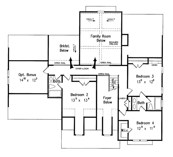 Architectural House Design - Colonial Floor Plan - Upper Floor Plan #927-844