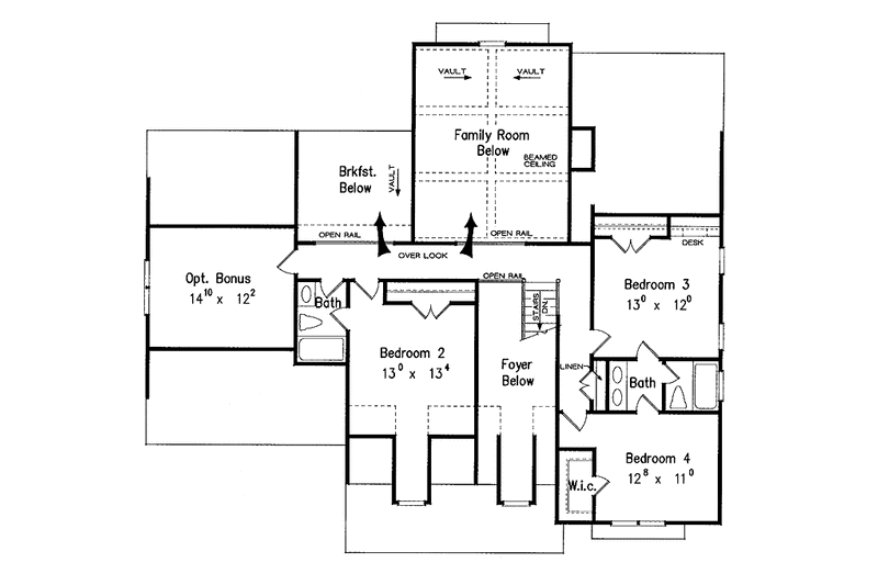 House Blueprint - Floor Plan - Upper Floor for Colonial House Plan #927-844 - 4 bed, 3.5 bath