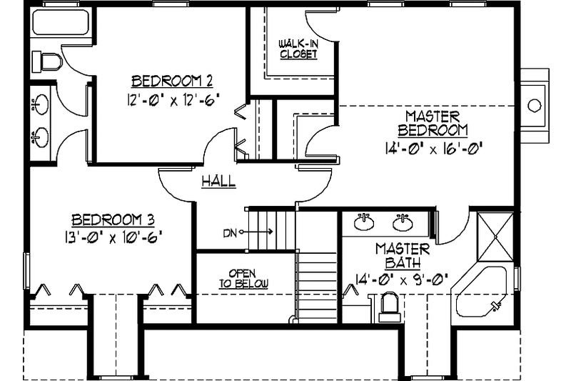 House Blueprint - Floor Plan - Upper Floor for Colonial House Plan #978-19 - 3 bed, 3.5 bath