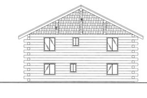 Exterior - Rear Elevation 3 for Log House Plan #117-827, 1.5 bath