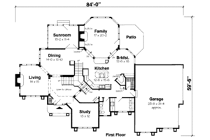 Floor Plan - Main Floor for European House Plan #312-389 - 5 bed, 2.5 bath