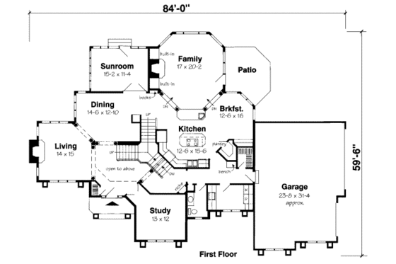 Floor Plan - Main Floor for European House Plan #312-389 - 5 bed, 2.5 bath