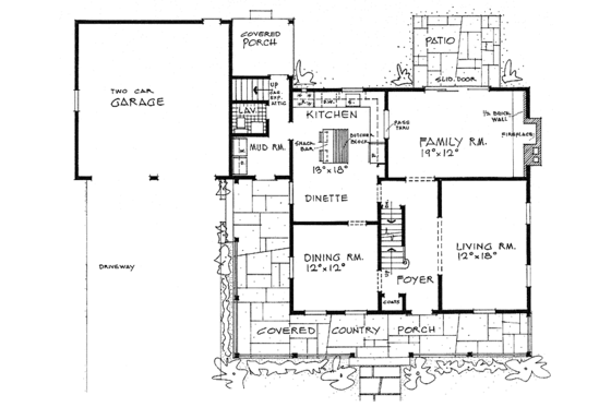 Floor Plan - Main Floor for Country House Plan #315-116 - 3 bed, 2.5 bath