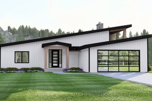 House Blueprint - Contemporary Exterior - Front Elevation Plan #1064-421