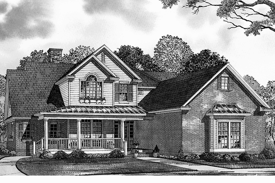 Exterior - Front Elevation 3 for Country House Plan #17-3048 - 4 bed, 2 bath