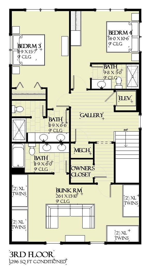 Architectural House Design - Beach Floor Plan - Upper Floor Plan #901-155
