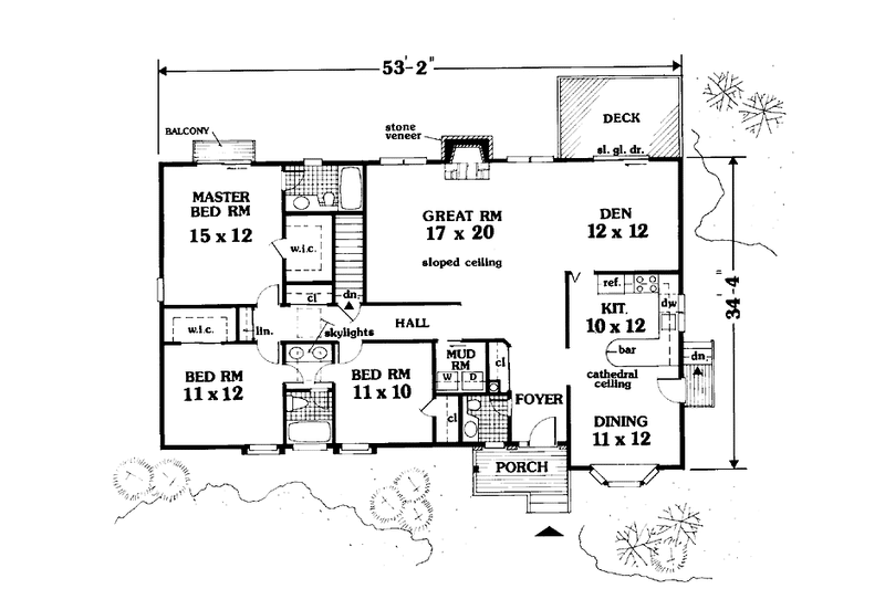 Architectural House Design - Floor Plan - Main Floor for Country House Plan #3-323 - 3 bed, 2.5 bath