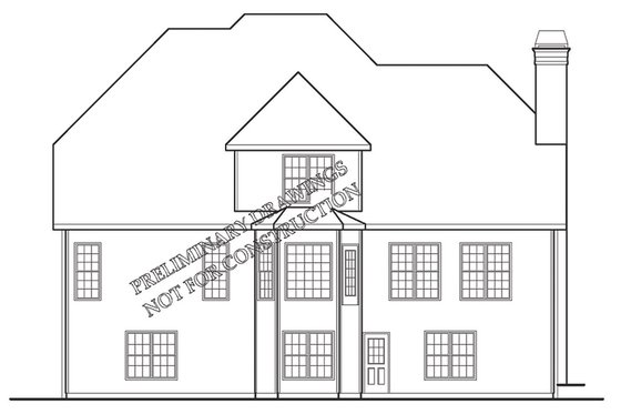 Exterior - Rear Elevation for European House Plan #927-190 - 4 bed, 3.5 bath