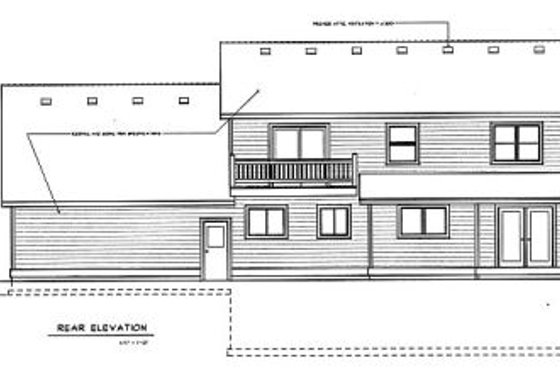 Exterior - Rear Elevation for Colonial House Plan #100-225 - 3 bed, 2.5 bath