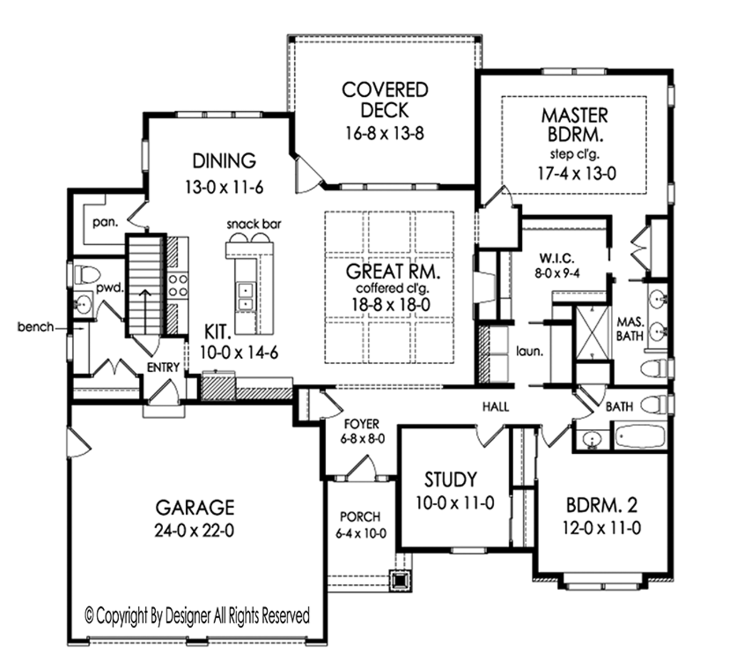 Ranch Style House Plan 2 Beds 2.5 Baths 1865 Sq/Ft Plan