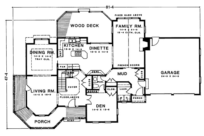 Architectural House Design - Floor Plan - Main Floor for Country House Plan #1001-10 - 4 bed, 2.5 bath