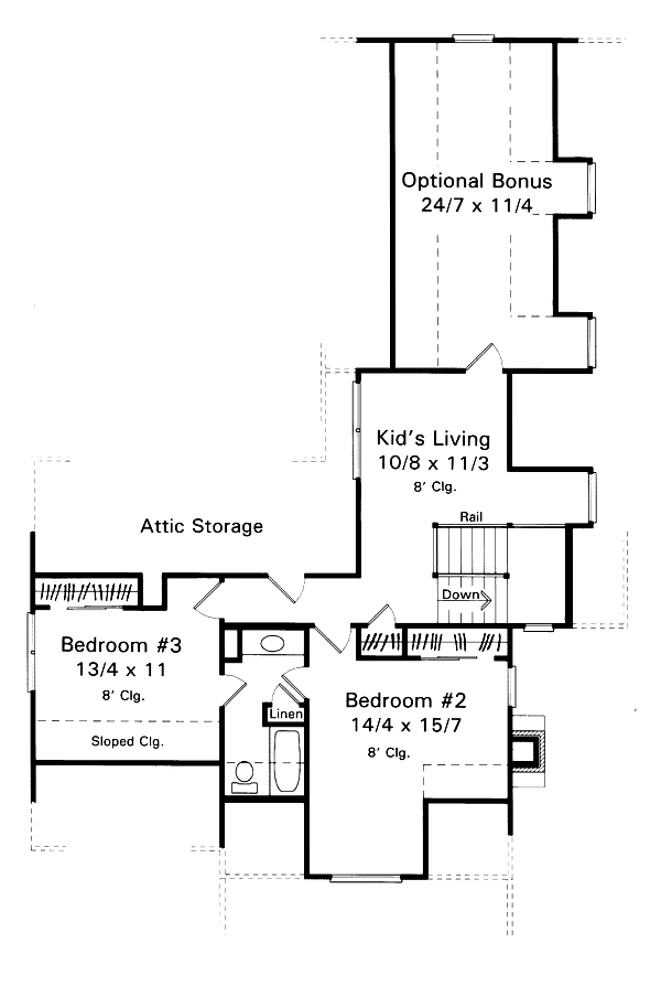Country Floor Plan - Upper Floor Plan #41-148