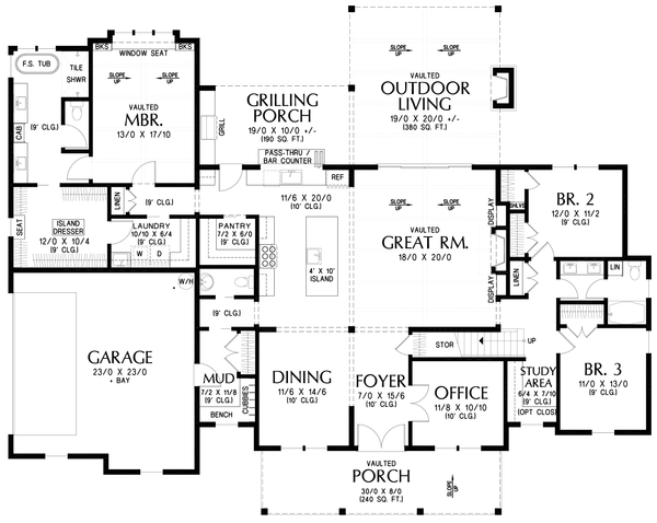House Blueprint - Farmhouse Floor Plan - Main Floor Plan #48-1186