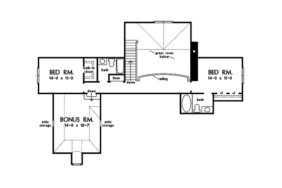 Floor Plan - Upper Floor for Craftsman House Plan #929-862 - 3 bed, 3.5 bath