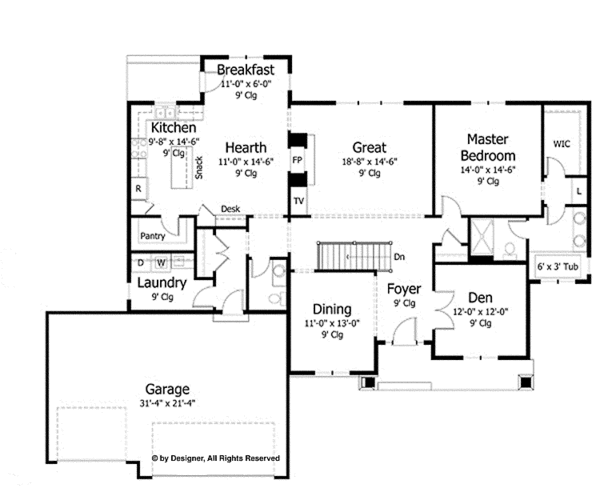 House Plan Design - Prairie Floor Plan - Main Floor Plan #51-967