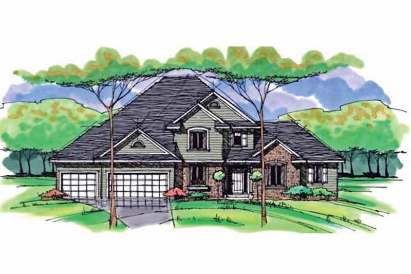 Home Plan - Exterior - Front Elevation 3 for Colonial House Plan #51-1041 - 4 bed, 3.5 bath