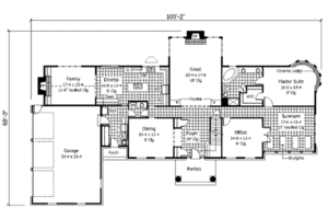Floor Plan - Main Floor for Colonial House Plan #51-181 - 4 bed, 3.5 bath