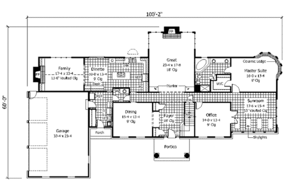 Floor Plan - Main Floor for Colonial House Plan #51-181 - 4 bed, 3.5 bath