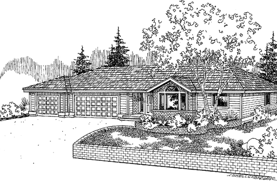 Exterior - Front Elevation 3 for Craftsman House Plan #60-1021 - 3 bed, 2 bath