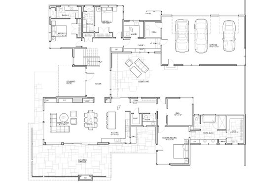 Floor Plan - Main Floor for Contemporary House Plan #892-39 - 4 bed, 4.5 bath