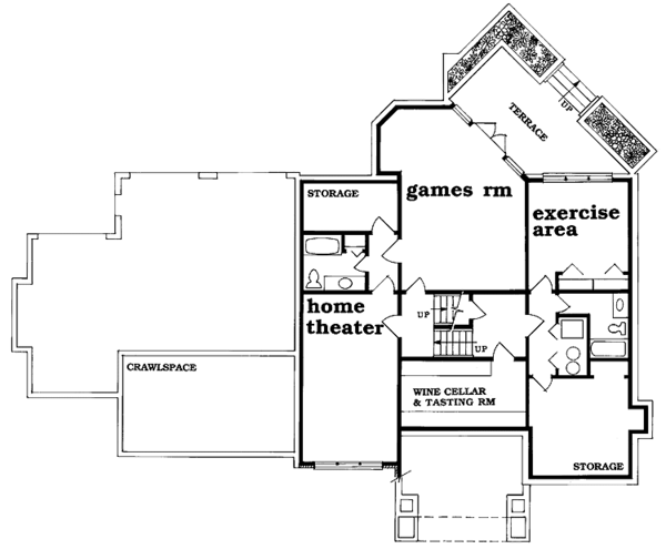 Architectural House Design - European Floor Plan - Lower Floor Plan #47-1014
