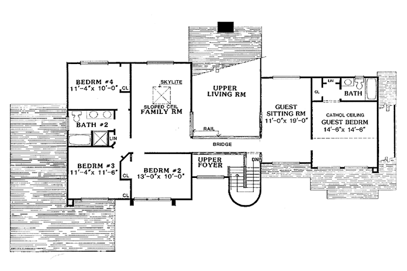 Architectural House Design - Floor Plan - Upper Floor for Contemporary House Plan #314-228 - 4 bed, 2.5 bath