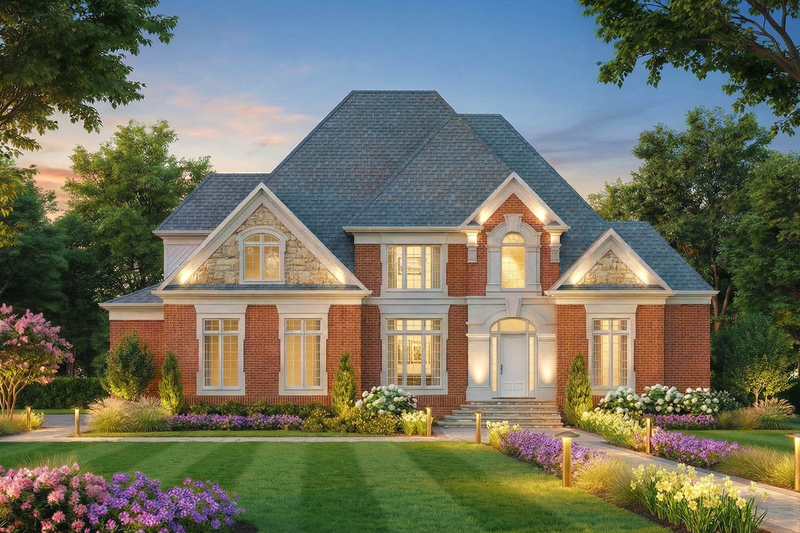 Home Plan - Exterior - Front Elevation 2 for European House Plan #119-349 - 4 bed, 3 bath