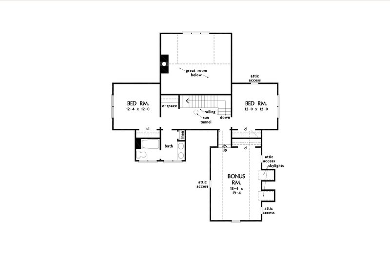 House Blueprint - Floor Plan - Upper Floor for Cottage House Plan #929-1180 - 3 bed, 2.5 bath