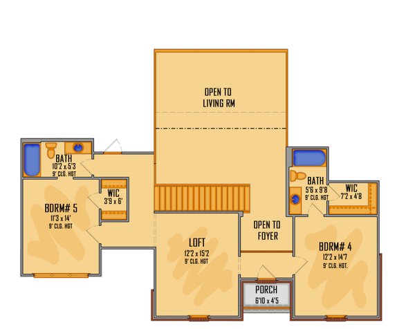 Traditional Floor Plan - Upper Floor Plan #1081-25