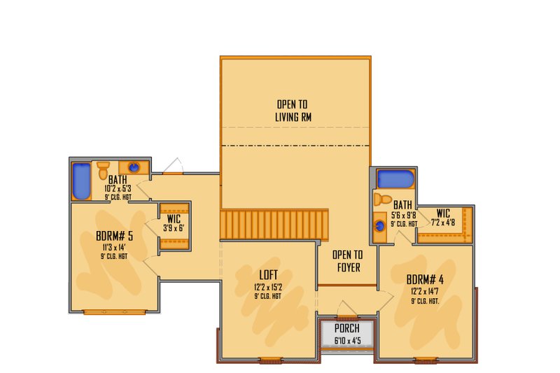 Architectural House Design - Floor Plan - Upper Floor for Traditional House Plan #1081-25 - 5 bed, 5.5 bath