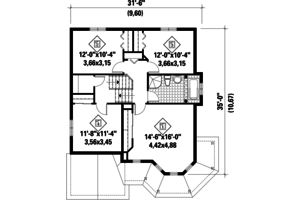 Floor Plan - Upper Floor for Victorian House Plan #25-4689 - 4 bed, 1 bath