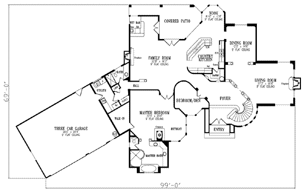 House Plan Design - Adobe / Southwestern Floor Plan - Main Floor Plan #1-905