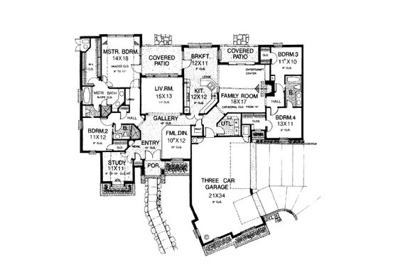 Floor Plan - Main Floor for European House Plan #310-867 - 4 bed, 3 bath