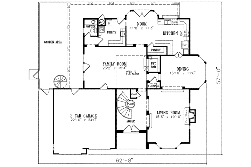 Home Plan - Floor Plan - Main Floor for Adobe / Southwestern House Plan #1-780 - 4 bed, 3.5 bath